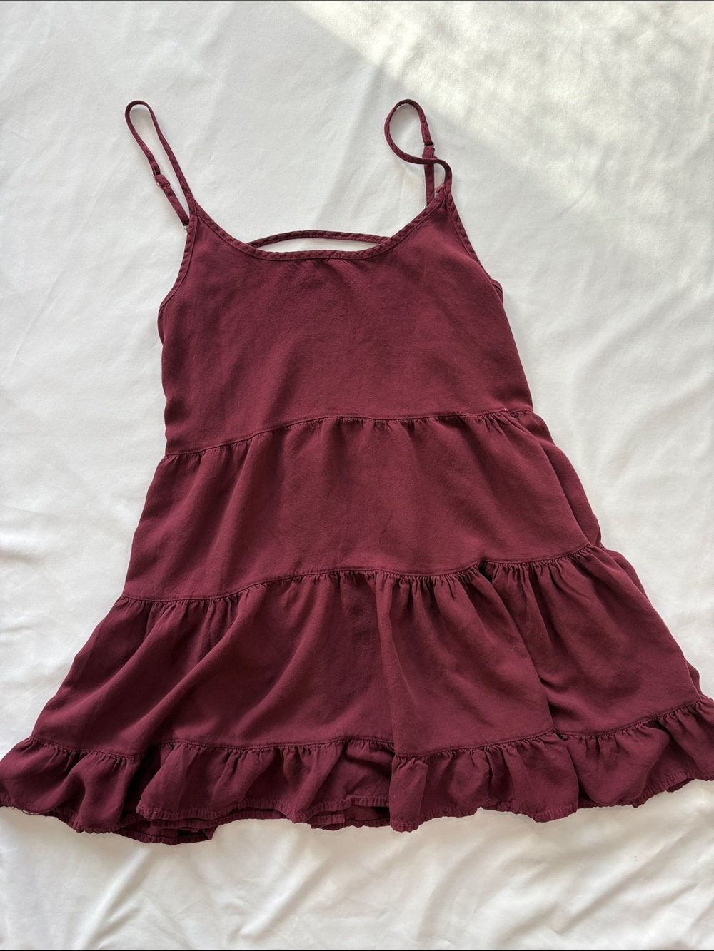 Brandy Melville Burgundy Tiered Tank with Adjustable Straps